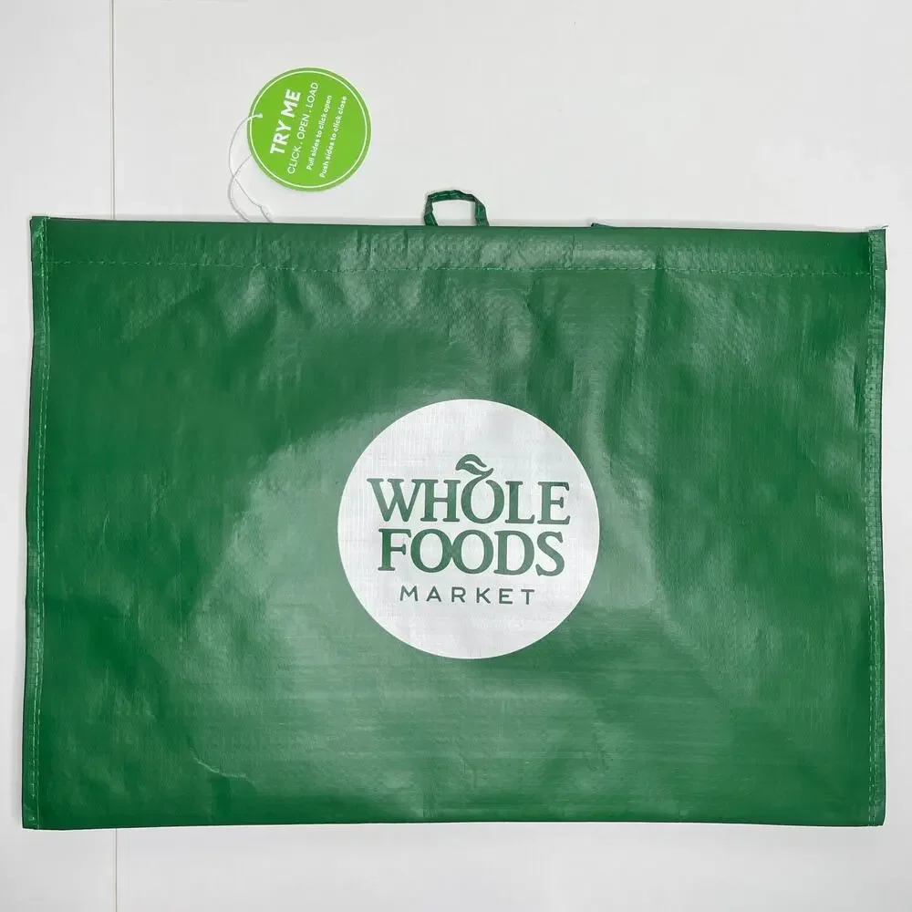 Whole Foods — Green Click N' Stay Collapsable Grocery Tote Bag Box — Large Size!